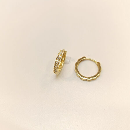 14.5mm Su Yolu Halka Küpe 14 Ayar Altın HD VİDEOLU