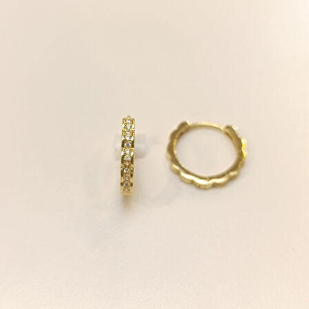 14.5mm Su Yolu Halka Küpe 14 Ayar Altın HD VİDEOLU