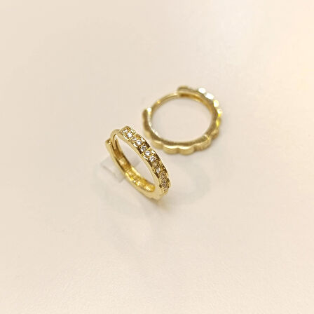 14.5mm Su Yolu Halka Küpe 14 Ayar Altın HD VİDEOLU