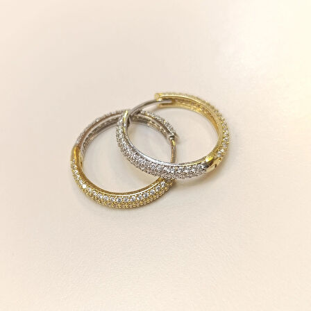 22mm Su Yolu Halka Küpe 14 Ayar Altın HD VİDEOLU