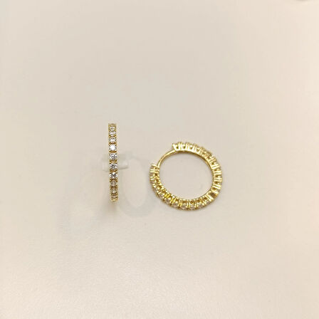 20mm Tam Tur Su Yolu Halka Küpe 14 Ayar Altın HD VİDEOLU