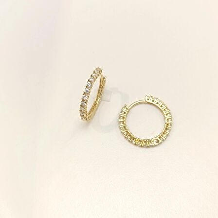 20mm Tam Tur Su Yolu Halka Küpe 14 Ayar Altın HD VİDEOLU