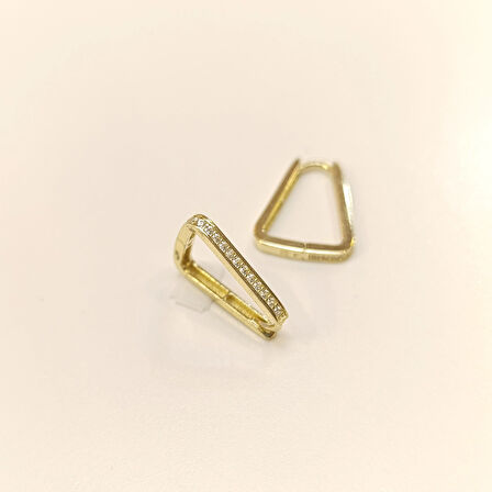 16.5mm Su Yolu Halka Küpe 14 Ayar Altın HD VİDEOLU