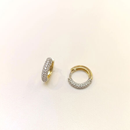 13mm Su Yolu Halka Küpe 14 Ayar Altın HD VİDEOLU