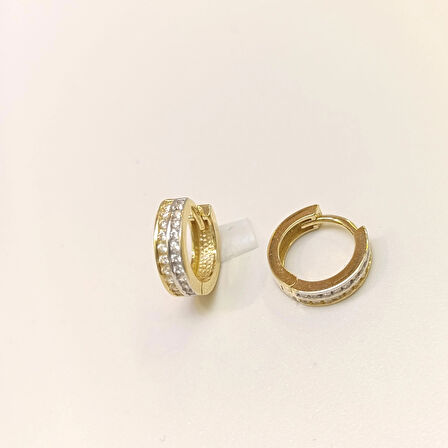 11.8mm Su Yolu Halka Küpe 14 Ayar Altın HD VİDEOLU