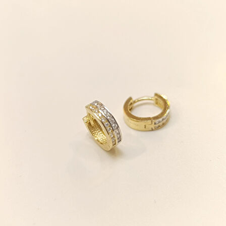 11.8mm Su Yolu Halka Küpe 14 Ayar Altın HD VİDEOLU