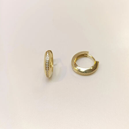 16mm Su Yolu Halka Küpe 14 Ayar Altın HD VİDEOLU