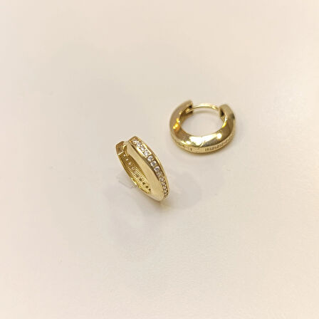 16mm Su Yolu Halka Küpe 14 Ayar Altın HD VİDEOLU