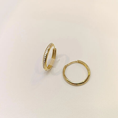 19.4mm Su Yolu Halka Küpe 14 Ayar Altın HD VİDEOLU