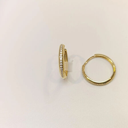 19.4mm Su Yolu Halka Küpe 14 Ayar Altın HD VİDEOLU