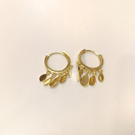 23.5mm Damla Pullu Halka Küpe 14 Ayar Altın HD VİDEOLU