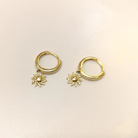 21mm Güneş Halka Küpe 14 Ayar Altın HD VİDEOLU