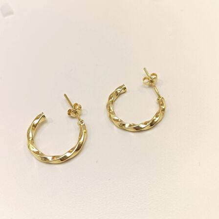 20mm Vidalı Burgu Halka Küpe 14 Ayar Altın HD VİDEOLU