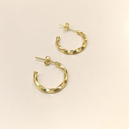 20mm Vidalı Burgu Halka Küpe 14 Ayar Altın HD VİDEOLU