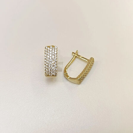 su Yolu Taşlı Küpe 14 Ayar Altın HD VİDEOLU