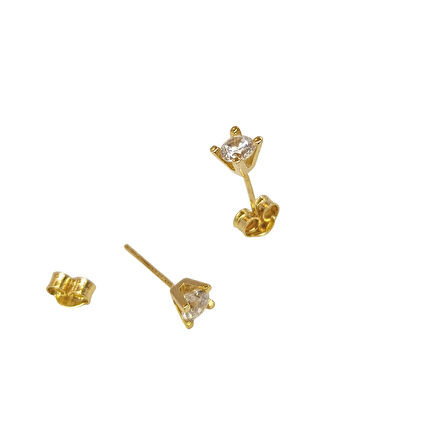 Tek Taş Küpe 14 Ayar Altın HD VİDEOLU