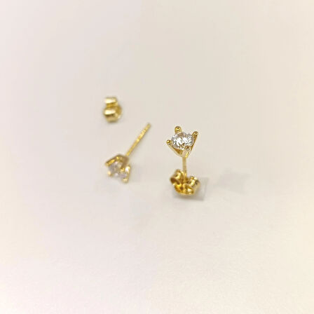 Tek Taş Küpe 14 Ayar Altın HD VİDEOLU