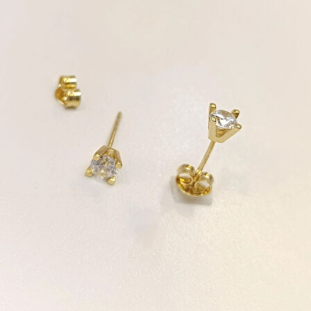 Tek Taş Küpe 14 Ayar Altın HD VİDEOLU