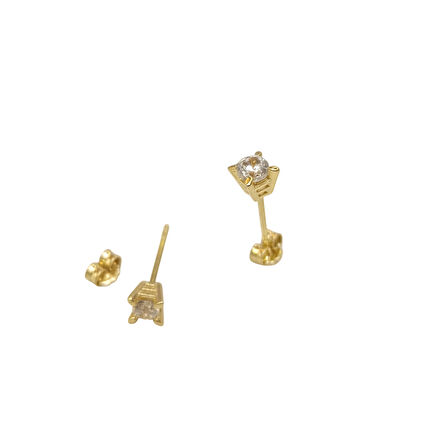 Tek Taş Küpe 14 Ayar Altın HD VİDEOLU