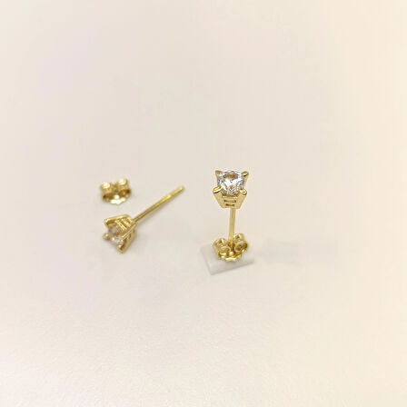 Tek Taş Küpe 14 Ayar Altın HD VİDEOLU