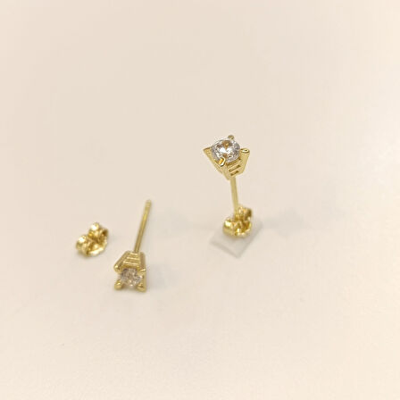 Tek Taş Küpe 14 Ayar Altın HD VİDEOLU