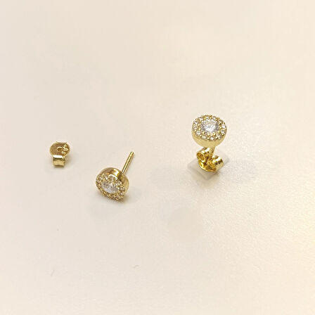 Tek Taş Küpe 14 Ayar Altın HD VİDEOLU