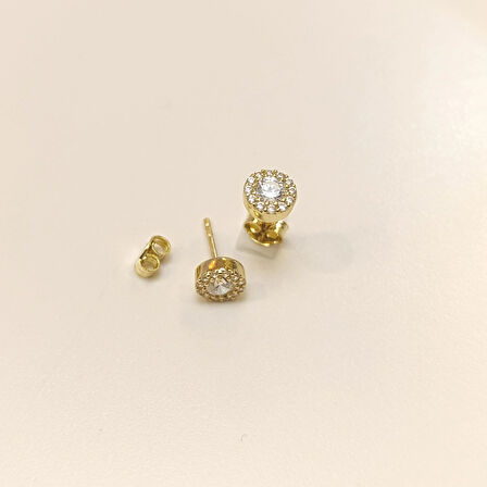 Tek Taş Küpe 14 Ayar Altın HD VİDEOLU