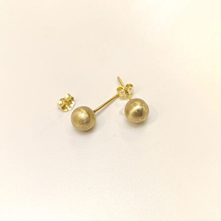 7mm Zımparalı Top Küpe 14 Ayar Altın HD VİDEOLU