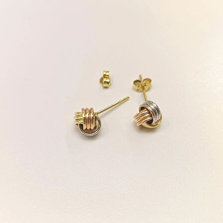 Yün Yumağı Vidalı Küpe 14 Ayar Altın HD VİDEOLU