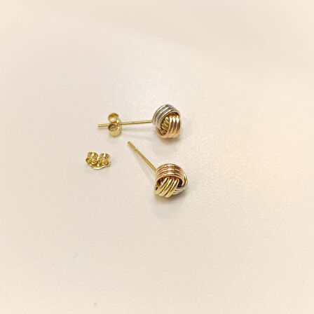 Yün Yumağı Vidalı Küpe 14 Ayar Altın HD VİDEOLU