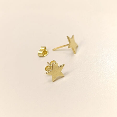 Yıldız Vidalı Küpe 14 Ayar Altın HD VİDEOLU