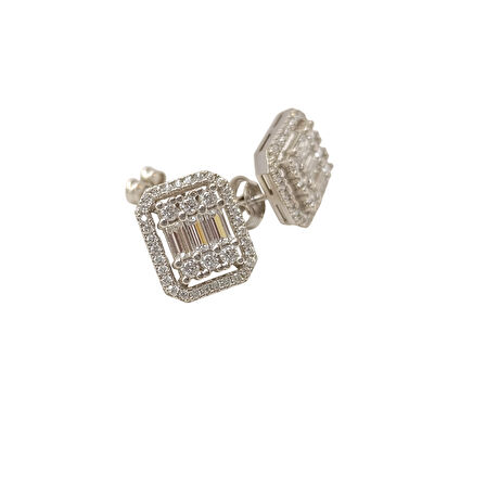 Büyük Boy Baget Taşlı Küpe 14 Ayar Altın HD VİDEOLU