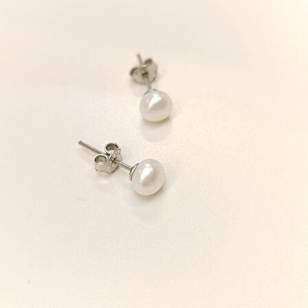 İnci Taşlı Vidalı Küpe 14 Ayar Altın HD VİDEOLU