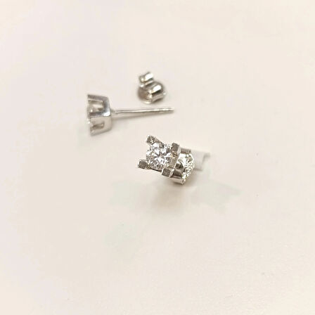 Pırlanta Tek Taş Küpe 14 Ayar Altın HD VİDEOLU