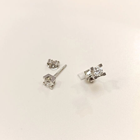 Pırlanta Tek Taş Küpe 14 Ayar Altın HD VİDEOLU