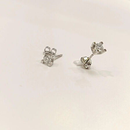 Pırlanta Tek Taş Küpe 14 Ayar Altın HD VİDEOLU