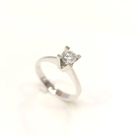 HRD Sertifikalı 0.50ct F Pırlanta Tek Taş Yüzük 14 Ayar Altın HD VİDEOLU