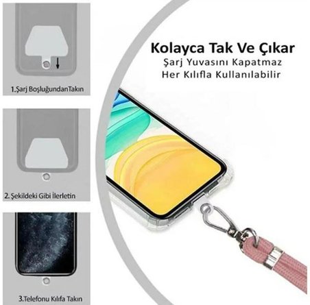 Silver Taşlı Telefon Bilek Askısı – Kristal Taşlı Şık El Askısı