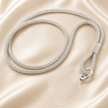 Silver Taşlı Telefon Boyun Askısı – Kristal Taşlı Şık Boyun Askısı