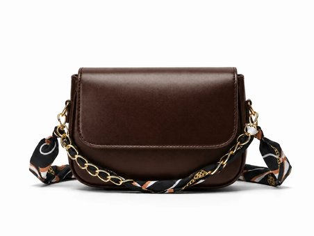Celeste Bag Acı Kahve Fular ve Zincir Detaylı Kadın Omuz Çantası