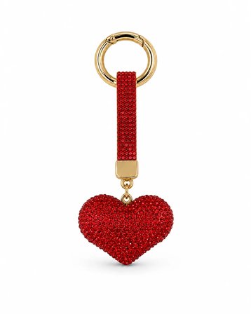 Kırmızı Kalpli Taşlı Çanta Charmı – Kristal Bag Charm
