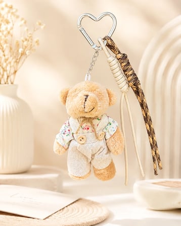 Peluş Ayıcık Figürlü Kahverengi Çanta Charmı ve Anahtarlık
