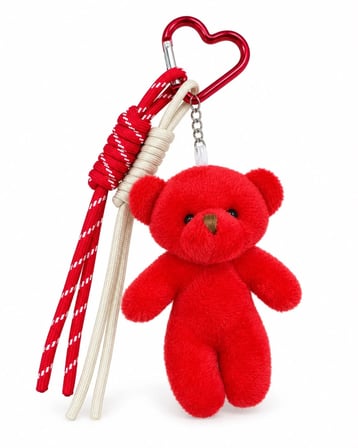 Kırmızı Peluş Ayıcık Çanta Charmı ve Anahtarlık