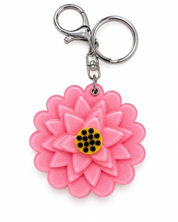 Pembe Lotus Çiçeği Aynalı Anahtarlık Çanta Charmı