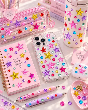 Taş & Yıldız Rhinestone Sticker – Yapışkanlı Saç, Yüz, Tırnak, Vücut ve Süs Taşı
