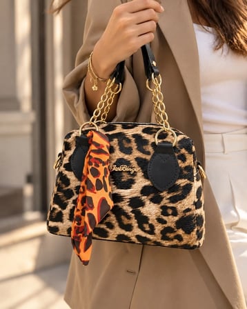 Savanna Bag Leopar Desenli Zincir Detaylı Çanta
