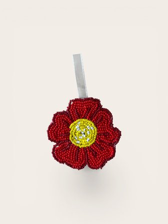 Kırmızı Çiçek El Yapımı Boncuk Charm – Çanta & Anahtarlık Aksesuarı