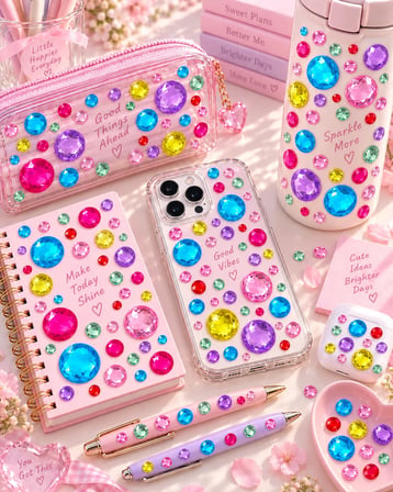 Renkli Taş Rhinestone Sticker – Yapışkanlı Saç, Yüz, Tırnak, Vücut ve Süs Taşı