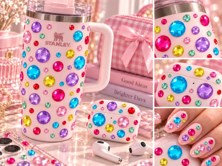 Renkli Taş Rhinestone Sticker – Yapışkanlı Saç, Yüz, Tırnak, Vücut ve Süs Taşı