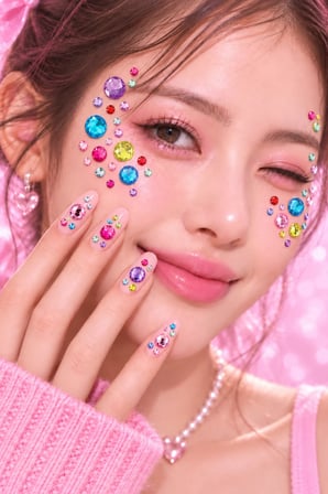 Renkli Taş Rhinestone Sticker – Yapışkanlı Saç, Yüz, Tırnak, Vücut ve Süs Taşı